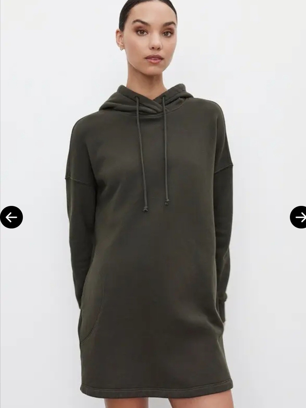 Velvet by Graham & Spencer Etta Hoodie Dress Thicket Dark Green XS Fits S